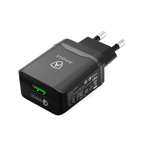 

Amorus QC01 18W QC3.0 Charger + Type-C Data Cable (Black)