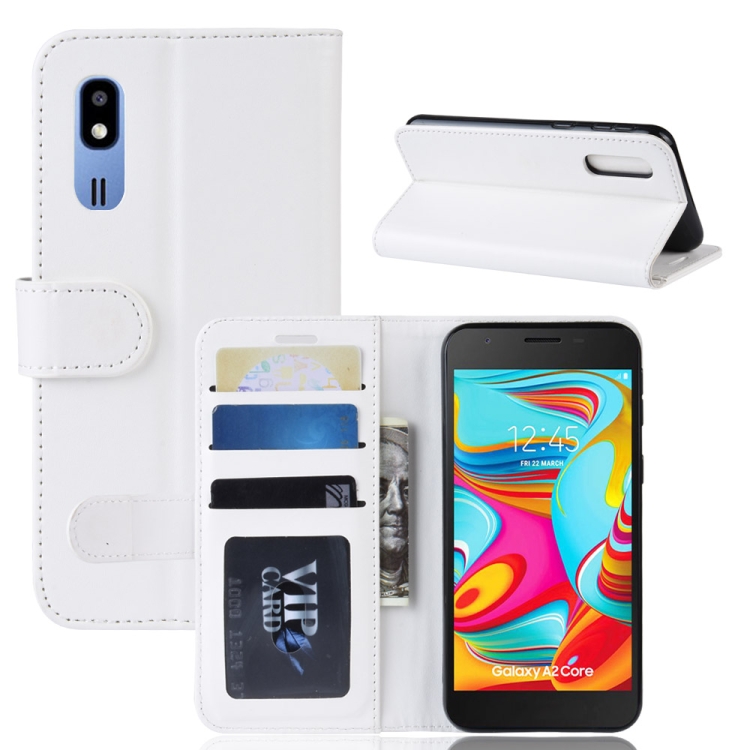 

R64 Texture Single Fold Horizontal Flip Leather Case for Galaxy A2 Core, with Holder & Card Slots & Wallet (White)