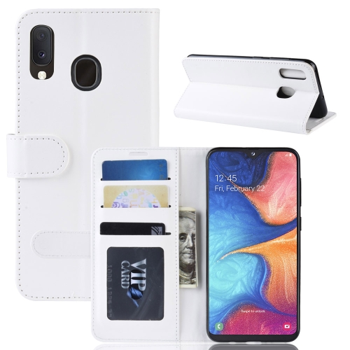 

R64 Texture Single Fold Horizontal Flip Leather Case for Galaxy A20e, with Holder & Card Slots & Wallet (White)