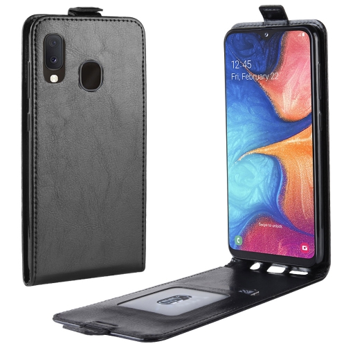 

R64 Texture Vertical Flip Leather Case for Galaxy A20e , with Card Slots & Photo Frame (Black)