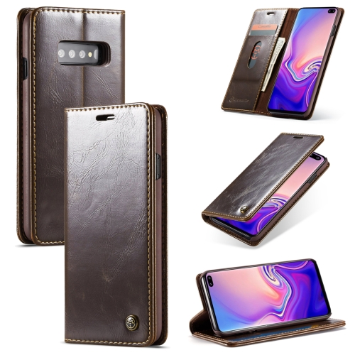 

CaseMe-003 PU + PC Business Style Crazy Horse Texture Horizontal Flip Leather Case for Galaxy S10, with Holder & Card Slots & Wallet (Brown)