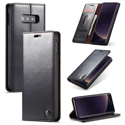

CaseMe-003 PU + PC Business Style Crazy Horse Texture Horizontal Flip Leather Case for Galaxy S10e, with Holder & Card Slots & Wallet(Black)