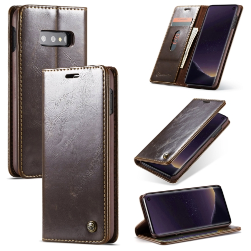 

CaseMe-003 PU + PC Business Style Crazy Horse Texture Horizontal Flip Leather Case for Galaxy S10e, with Holder & Card Slots & Wallet(Brown)