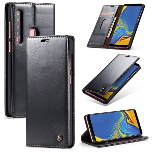 

CaseMe-003 PU + PC Business Style Crazy Horse Texture Horizontal Flip Leather Case for Galaxy A9 (2018), with Holder & Card Slots & Wallet (Black)