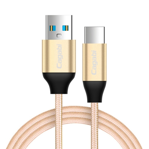 

Cagabi N2-3 3m 2.4A Aviation Aluminum Alloy + Nylon USB to USB-C / Type-C Data Sync Fast Charging Cable, For Samsung Galaxy S8 & S8 + / LG G6 / Huawei P10 & P10 Plus / Xiaomi Mi 6 & Max 2 and other Smartphones(Gold)