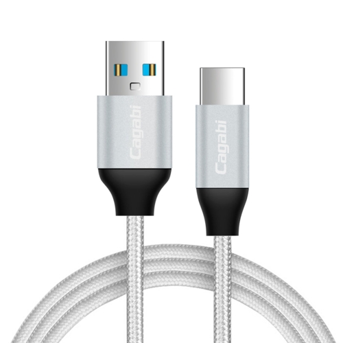 

Cagabi N2-3 3m 2.4A Aviation Aluminum Alloy + Nylon USB to USB-C / Type-C Data Sync Fast Charging Cable, For Samsung Galaxy S8 & S8 + / LG G6 / Huawei P10 & P10 Plus / Xiaomi Mi 6 & Max 2 and other Smartphones(Silver)
