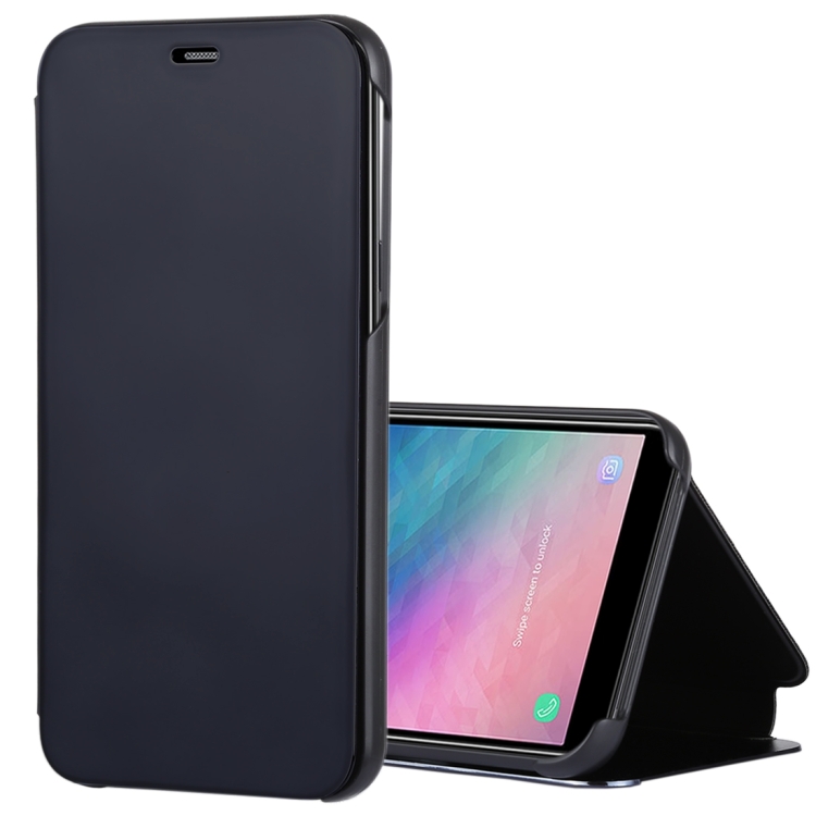 

Electroplating Mirror Horizontal Flip Leather Case for Galaxy J6 (2018) , with Holder(Black)
