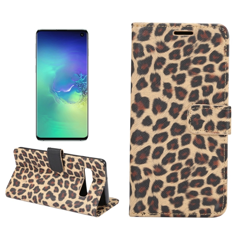 

Leopard Texture PU + TPU Horizontal Flip Leather Case for Galaxy S10 Plus, with Holder & Card Slots & Wallet (Yellow)