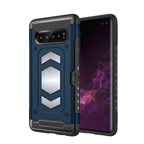 

Shockproof Armor TPU + PC Protective Case for Galaxy S10 Plus, with Card Slot (Dark Blue)