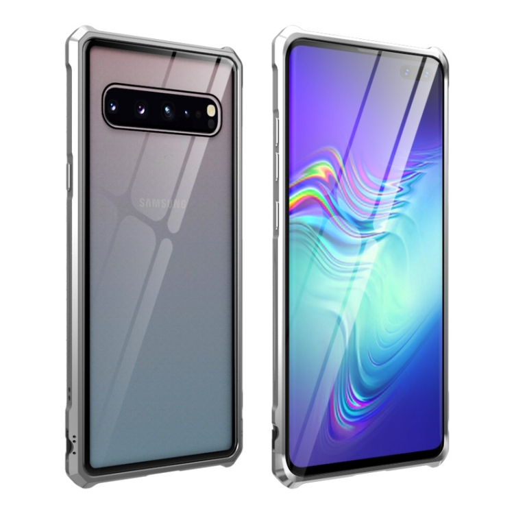 

Buckle Series Metal Frame + Tempered Glass Protective Case for Galaxy S10 5G(Silver)