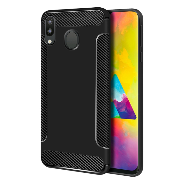 

Carbon Fiber Anti-slip TPU Protective Case for Galaxy M20 (Black)