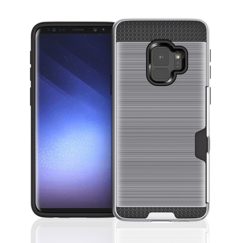 

For Galaxy S9 Brushed Texture Dropproof Protective Back Cover Case with Card Slot (Silver)