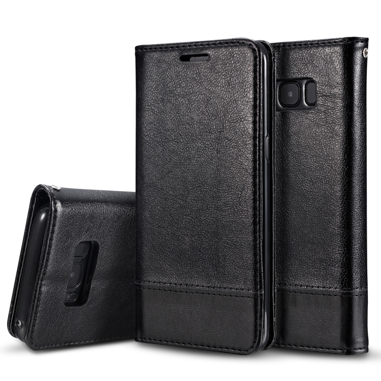 

Double-sided Adsorption Stitching Horizontal Flip Leather Case for Galaxy S10, with Holder & Card Slots & Sling(Black)