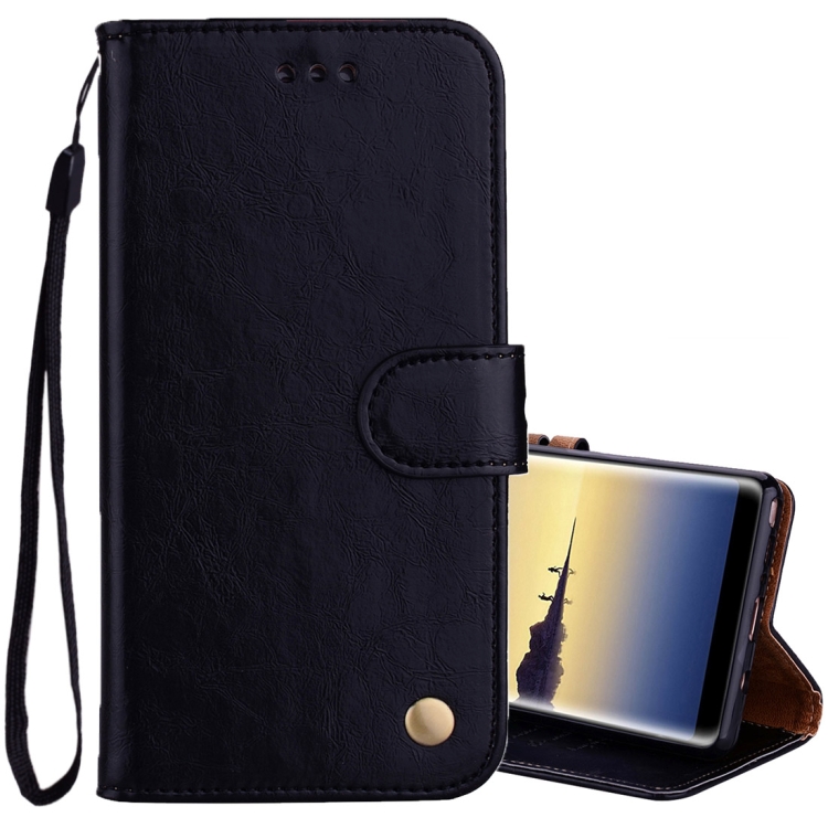 

For Sumsung Galaxy Note 8 Business Style Oil Wax Texture Horizontal Flip Leather Case with Holder & Card Slots & Wallet (Black)