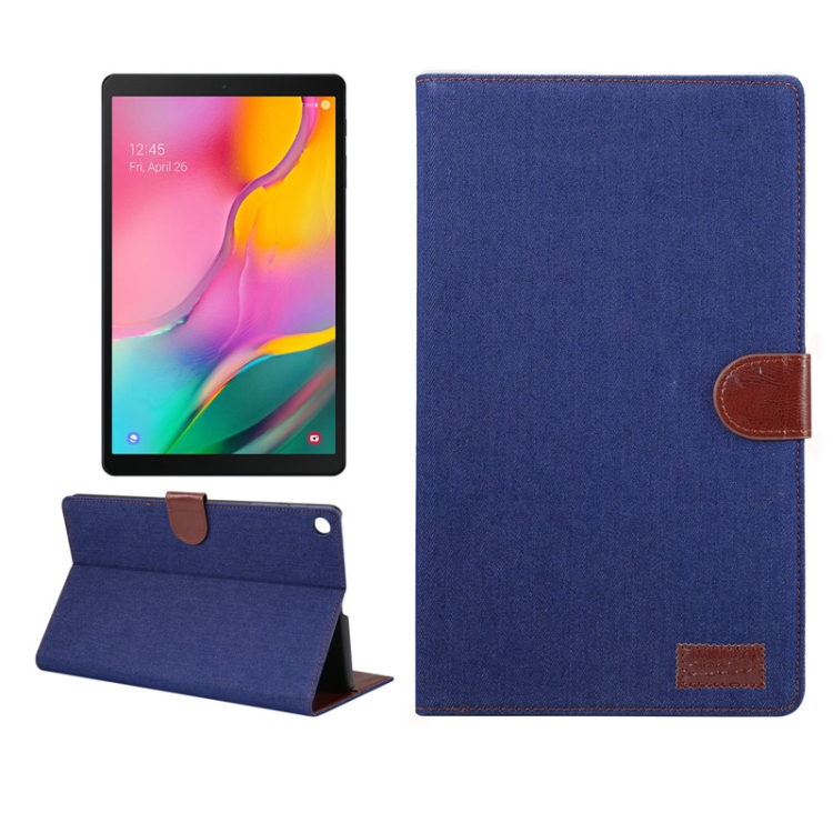 

Denim Texture PC Horizontal Flip Leather Protective Case for Galaxy Tab A 10.1 2019 T510 / T515 , with Holder & Card Slots & Wallet & Photo Frame(Dark Blue)