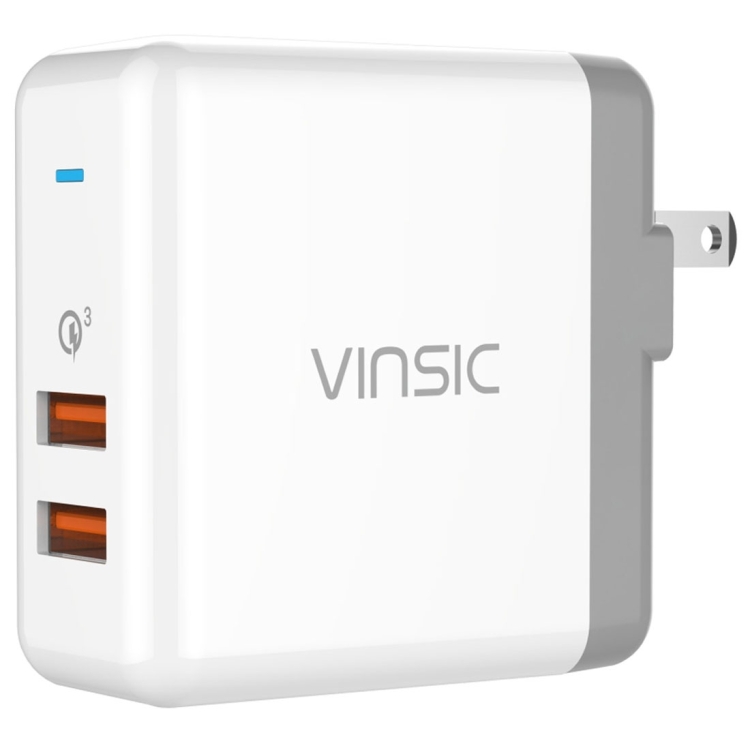 

Vinsic 36W Portable Dual-Port Quick Charger 3.0 Dual-Port USB Wall Charger Travel Adapter, For iPhone/iPad, Galaxy S7/S6/Edge/Plus, Mi5 etc, US Plug