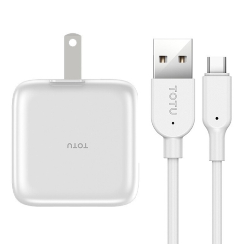 

TOTUDESIGN Pure Series 5V 2.1A Dual USB Foldable Power Adapter Travel Charger + USB-C / Type-C Charging Data Cable Set, US Plug