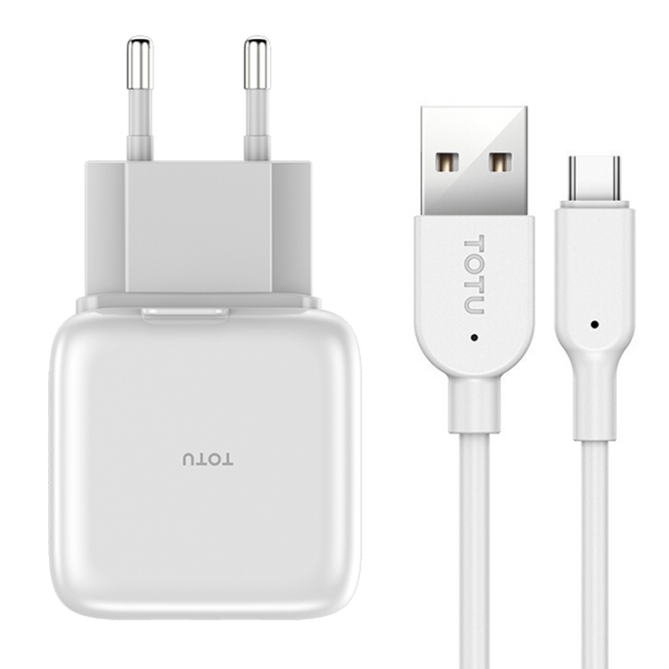 

TOTUDESIGN Pure Series 5V 2.1A Dual USB Foldable Power Adapter Travel Charger + USB-C / Type-C Charging Data Cable Set, EU Plug