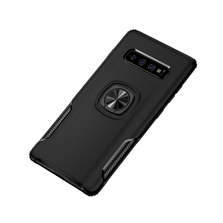

Shockproof Car Magnetic Case with 360 Degree Gold Armor Ring for Galaxy S10 (Black)