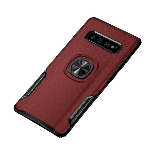 

Shockproof Car Magnetic Case with 360 Degree Gold Armor Ring for Galaxy S10 (Red)