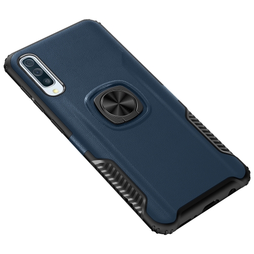 

Shockproof Car Magnetic Case with 360 Degree Gold Armor Ring for Galaxy A50 (Blue)