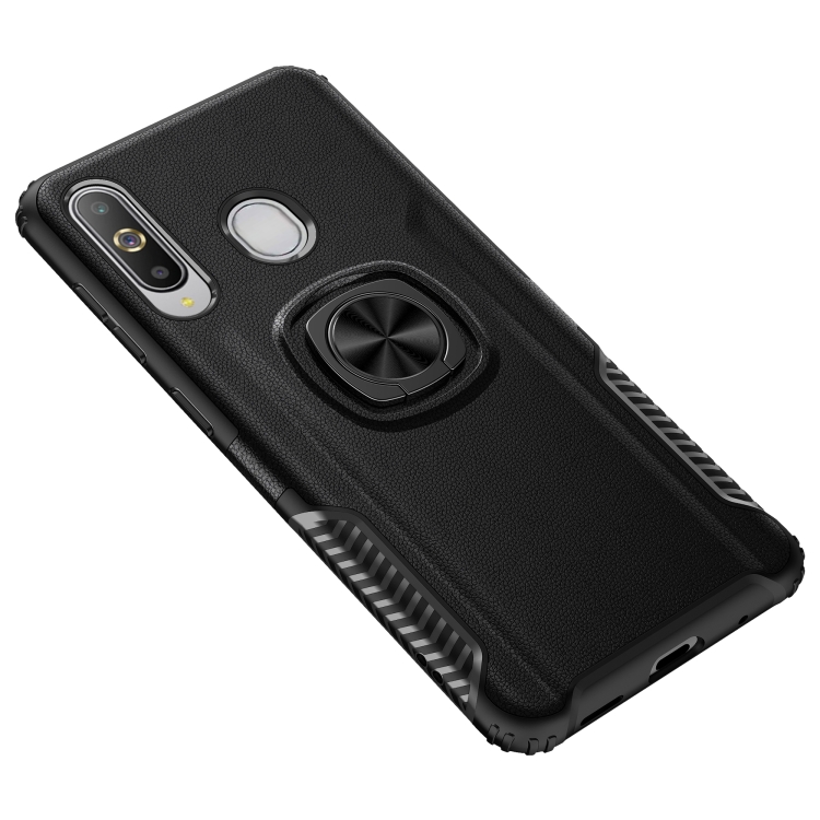 

Shockproof Car Magnetic Case with 360 Degree Gold Armor Ring for Galaxy A60 (Black)