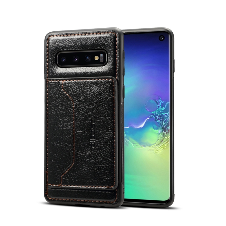 

Dibase TPU + PC + PU Crazy Horse Texture Protective Case for Galaxy S10, with Holder & Card Slots (Black)