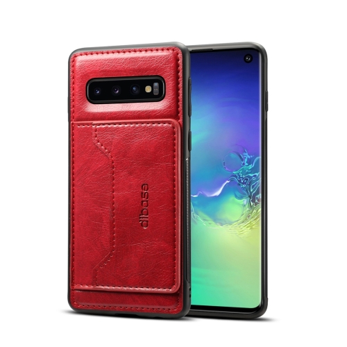 

Dibase TPU + PC + PU Crazy Horse Texture Protective Case for Galaxy S10, with Holder & Card Slots (Red)