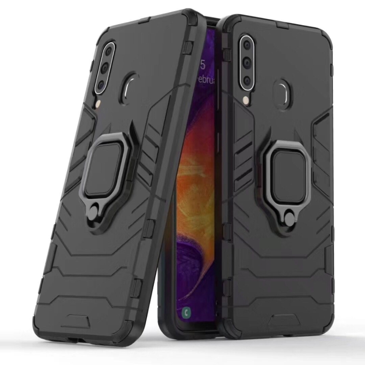 

PC + TPU Shockproof Protective Case for Galaxy A60, with Magnetic Ring Holder(Black)