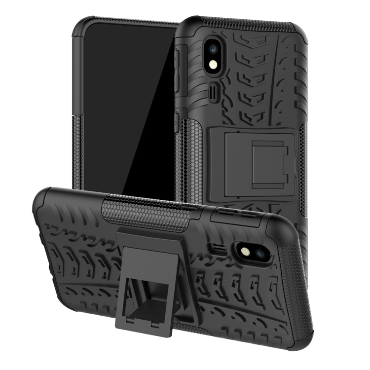 

Tire Texture TPU+PC Shockproof Case for Galaxy A2 Core, with Holder (Black)