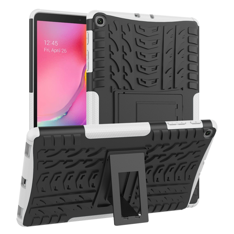 

Tire Texture TPU+PC Shockproof Case for Galaxy Tab A 10.1 2019 T510 / T515 , with Holder (White)
