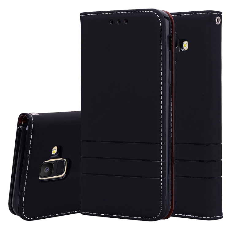 

Fashion Magnet Horizontal Flip Leather Case for Galaxy A6 (2018), with Holder & Card Slots & Wallet(Black)