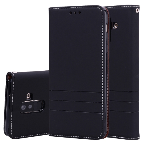 

Fashion Magnet Horizontal Flip Leather Case for Galaxy A6+ (2018), with Holder & Card Slots & Wallet(Black)