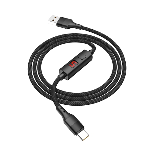 

hoco S13 1.2m 2.4A USB to Type-C / USB-C Central Control Timing Charging Data Cable(Black)