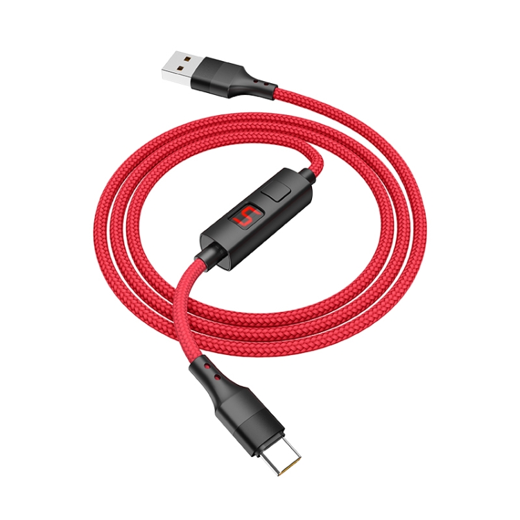 

hoco S13 1.2m 2.4A USB to Type-C / USB-C Central Control Timing Charging Data Cable(Red)