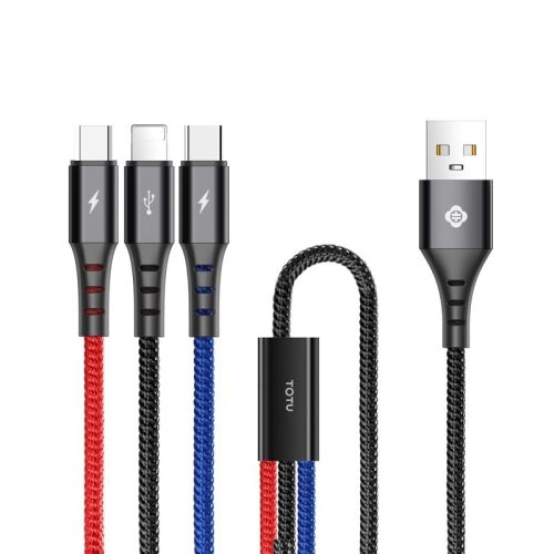 

TOTUDESIGN B3BB-012 Hard-edged Series Micro USB + 8 Pin + Type-C / USB-C Charging Cable, Length : 1.2m