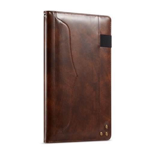 

Multifunctional TPU+PC Horizontal Flip Leather Case for Galaxy Tab A 10.5 (T590 / T595), with Holder & Pen Slot & Card Slots & Wallet (Dark Brown)