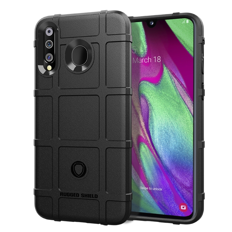 

Shockproof Protector Cover Full Coverage Silicone Case for Galaxy A40s (Black)