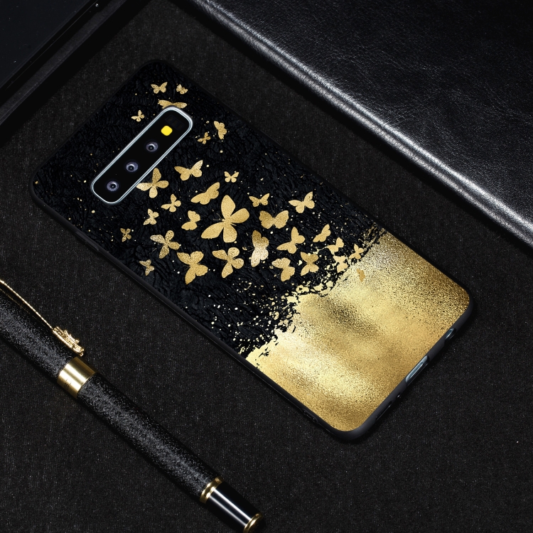 

Gold Butterfly Painted Pattern Soft TPU Case for Galaxy S10+