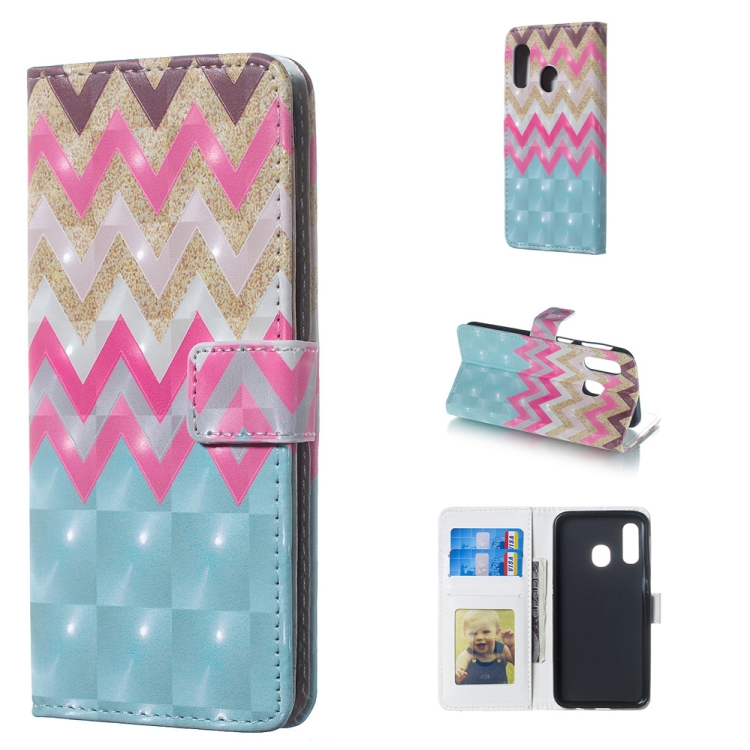 

Color Wave 3D Pattern Horizontal Flip Leather Case for Galaxy A40, with Holder & Card Slots & Photo Frame & Wallet