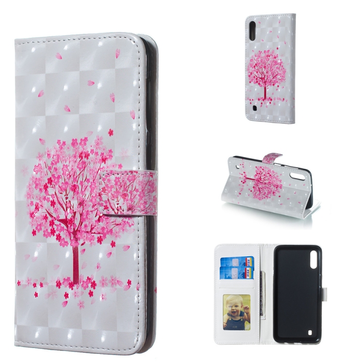 

Pink Tree Pattern 3D Horizontal Flip Leather Case for Galaxy M10, with Holder & Card Slots & Photo Frame & Wallet