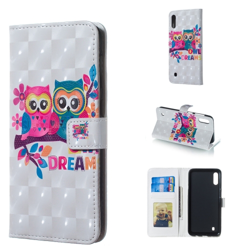 

Lovers Owl Pattern 3D Horizontal Flip Leather Case for Galaxy M10, with Holder & Card Slots & Photo Frame & Wallet