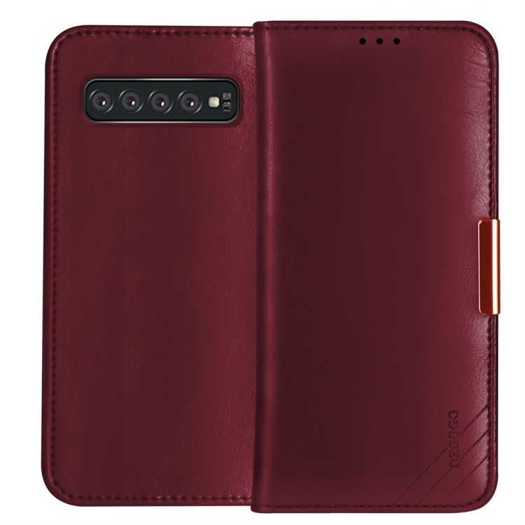 

DZGOGO ROYALE II Series Magnetic Horizontal Flip Genuine Leather Case for Galaxy S10 Plus, with Card Slots & Holder (Red)