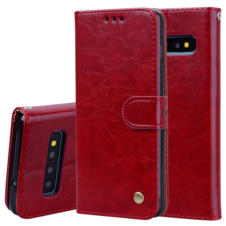 

Business Style Oil Wax Texture Horizontal Flip Leather Case for Galaxy S10, with Holder & Card Slots & Wallet (Red)