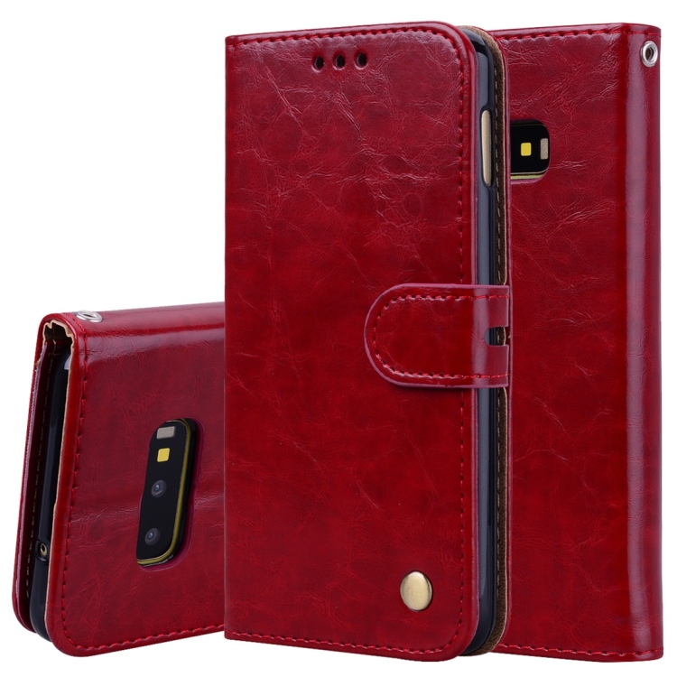 

Business Style Oil Wax Texture Horizontal Flip Leather Case for Galaxy S10 E, with Holder & Card Slots & Wallet (Red)