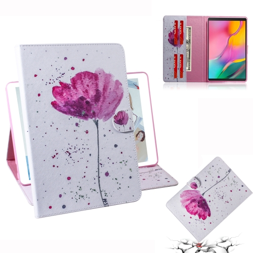 

Purple Orchids Pattern Horizontal Flip Leather Case for Galaxy Tab A 10.1 (2019) T510 / T515, with Holder & Card Slot & Wallet