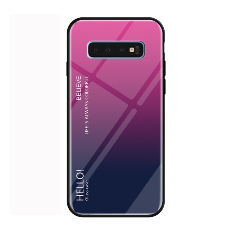 

Gradient Color Glass Protective Case for Galaxy S10 E (Magenta)