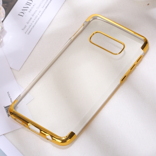 

Three Sections Electroplating Side TPU Protective Back Case for Galaxy S10 E (Gold)