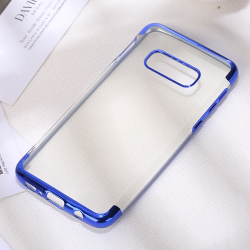 

Three Sections Electroplating Side TPU Protective Back Case for Galaxy S10 E (Blue)