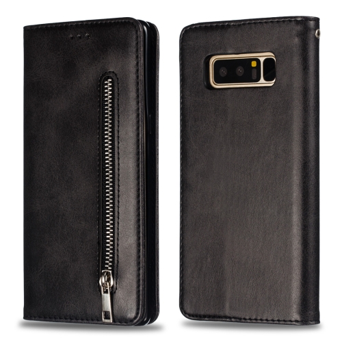 

Calf Texture Zipper Magnetic Horizontal Flip Leather Case for Galaxy Note8, with Wallet & Holder & Card Slots (Black)